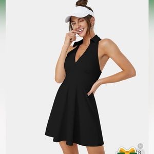 Air Fabric Collared Deep V Neck Racerback 2-Piece Cool Touch Golf Dress-Golf